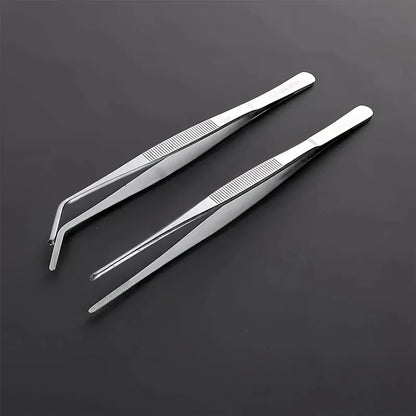 2pcs Professional Stainless Steel Kitchen Tweezers - Cooking Clamps For Electroplating, Seafood, Grilling, Precision Cooking