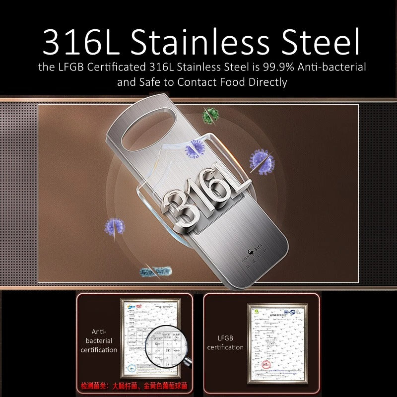 99.9% Anti-bacterial Magic Chopper LFGB Certificate 316L Stainless Steel Vegetable Slicer 6 Blades Cutter with Hand Protector