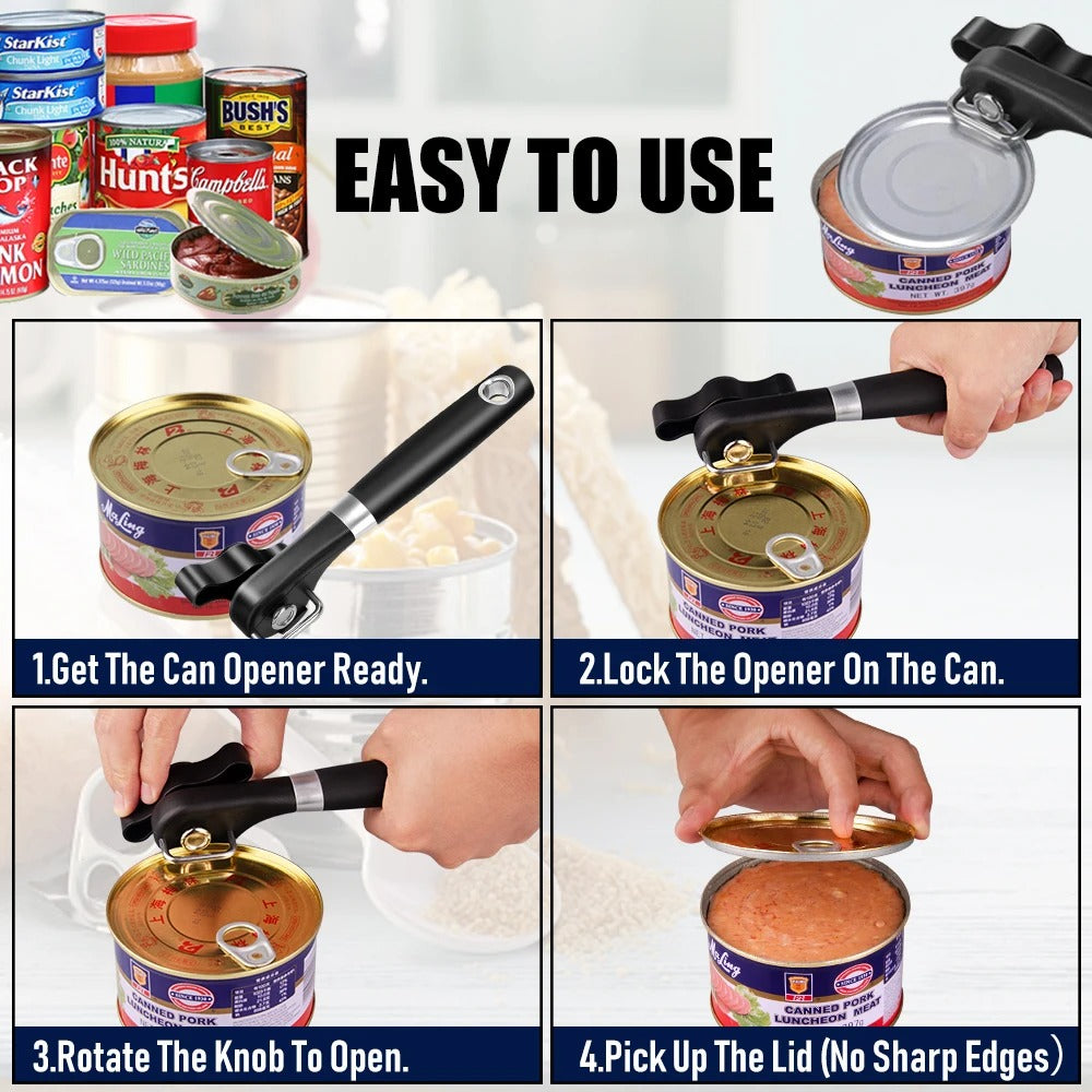 Can Opener Kitchen Accessories Professional Manual Stainless Steel Jar Opener Safety Side Cut Bottle Openers Household Tools