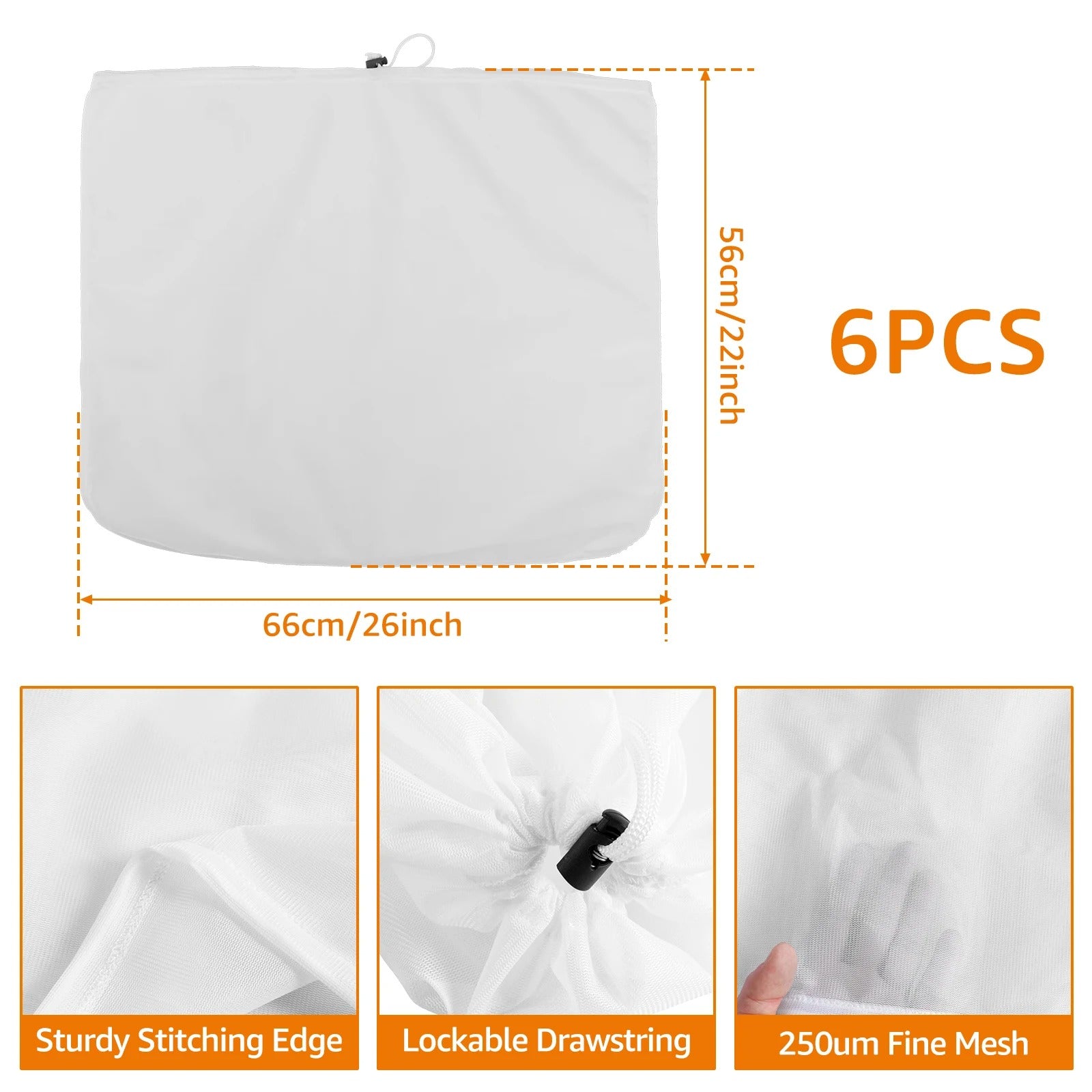 6Pcs Beer Homebrew Filter Bag for Brewing Reusable Kitchen Food Filter Bags Strainer Fine Mesh Bag for Beer Milk Juice Filter