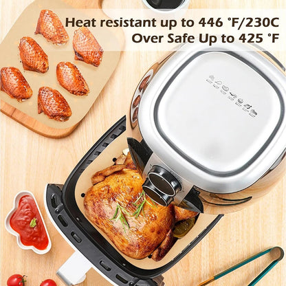 Air Fryer Paper Disposable Air Fryer Parchment Paper Liners Non-Stick Steamer Liners for Oven Microwave Steaming Basket