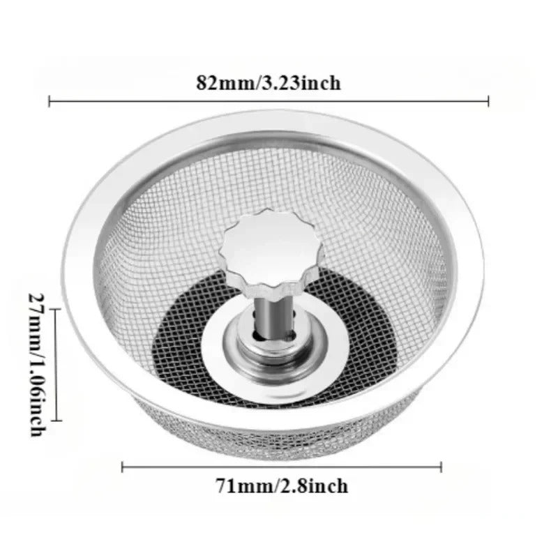 2pcs Kitchen Sink Strainer Replacement Drain Basket Stainless Steel Mesh Filter Waste Hole Strainer Kitchen Gadgets