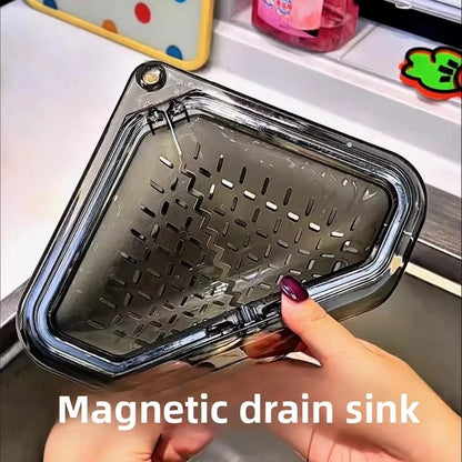 Kitchen Sink Strainer Basket with Removable Magnetic Leak Proof Bottom Cover Detachable Filter for Easy Cleaning Drain Basket