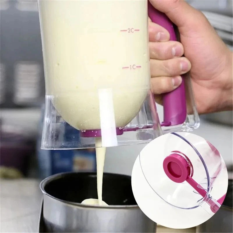 1 piece 900ml handheld measuring cup funnel dough dispenser suitable for kitchen cooking with pancakes cupcakes and cake tools