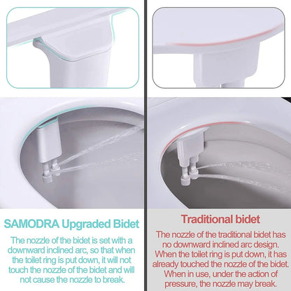 Bidet Toilet Seat Attachment Ultra-thin Non-electric Self-cleaning Dual Nozzles Frontal & Rear Wash Cold Water Personal Hygiene