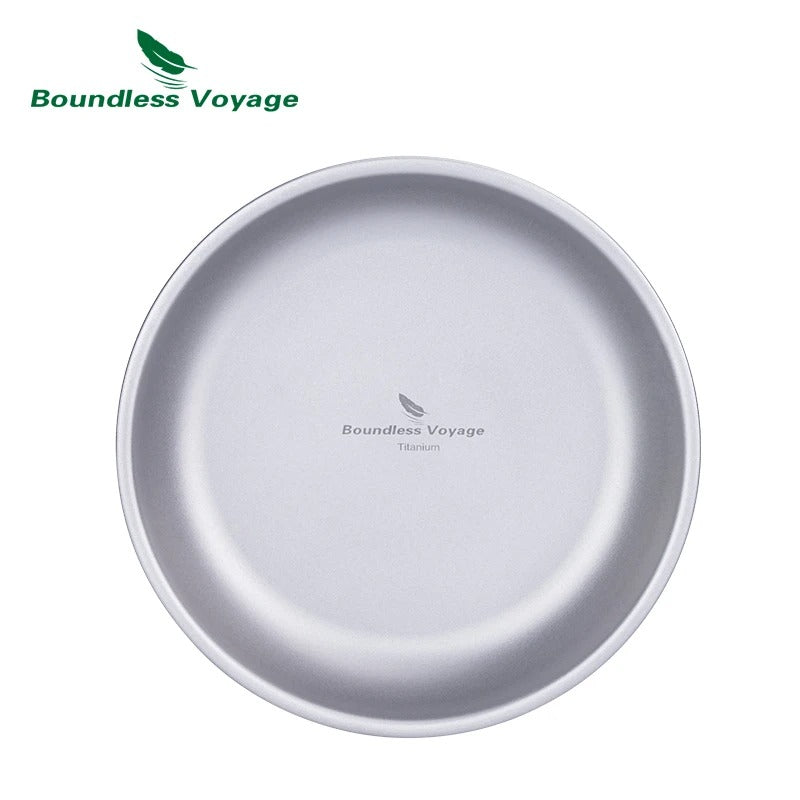 Boundless Voyage Titanium Plates Dishes Saucer Outdoor Home Food Tray Round Dinnerware Durable Tableware Stackable Serving Plate