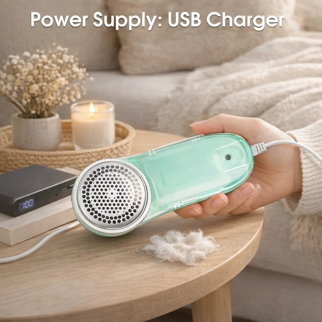 Portable Electric Fabric Shaver - Professional Lint Remover & Fuzz Trimmer for Clothes, Household Use with Sharp Blade and Brush