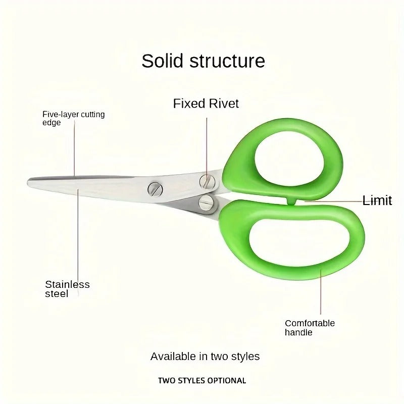 Multifunctional Scissors Stainless Steel 3/5 Layer Kitchen Scissors Scallion Cutter Pepper Herb Laver Spices Onion Cooking Tool