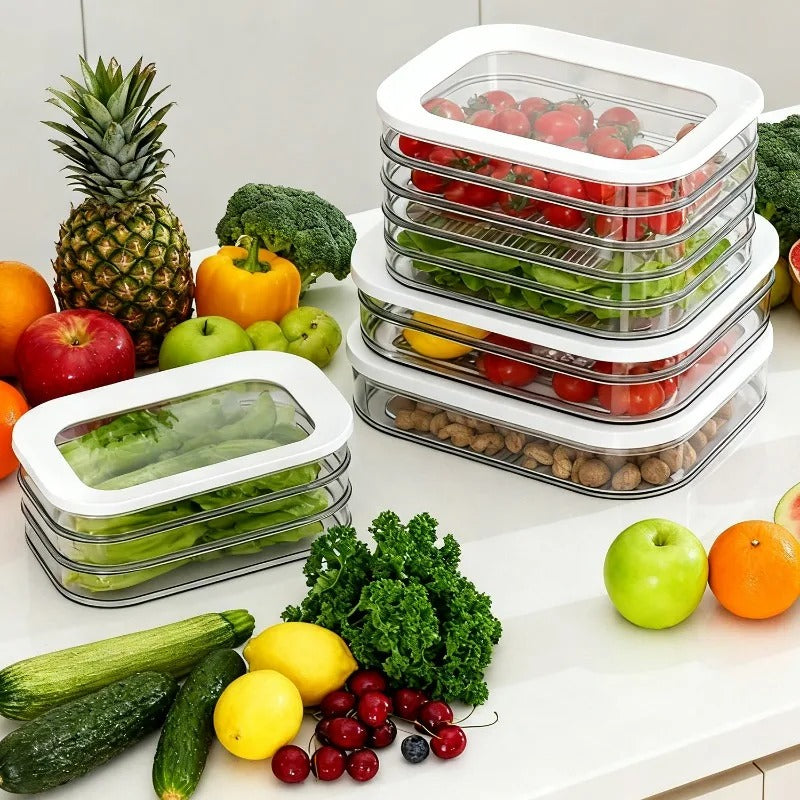 Meat Container for Fridge Bacon Lunch Meat Container for Refrigerator Meal Prep Containers Stackable Food Storage Boxes with Lid