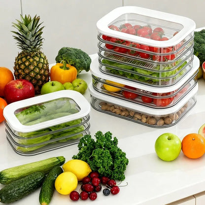 Meat Container for Fridge Bacon Lunch Meat Container for Refrigerator Meal Prep Containers Stackable Food Storage Boxes with Lid