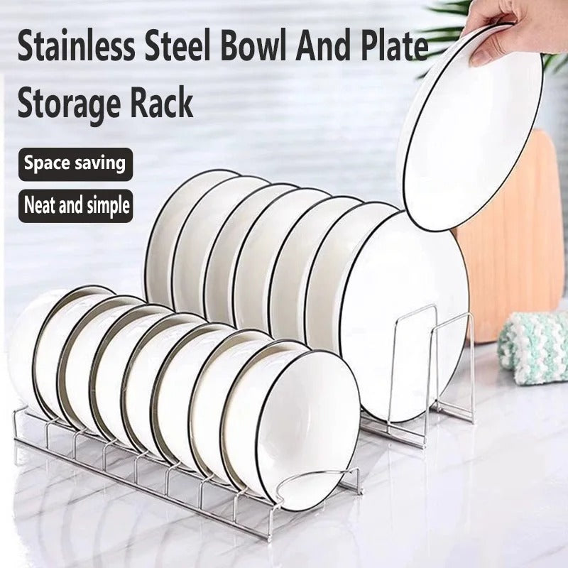 Stainless steel bowl and dish storage artifact, desktop drain rack, kitchen storage rack, bowl and dish storage bracket
