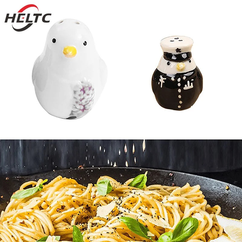 2Pcs Ceramic Penguin Salt And Pepper Shaker Cartoon Spice Container Wedding Party Favor Tabletop Animal Decoration Spice Jar
