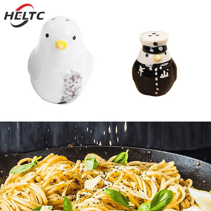 2Pcs Ceramic Penguin Salt And Pepper Shaker Cartoon Spice Container Wedding Party Favor Tabletop Animal Decoration Spice Jar