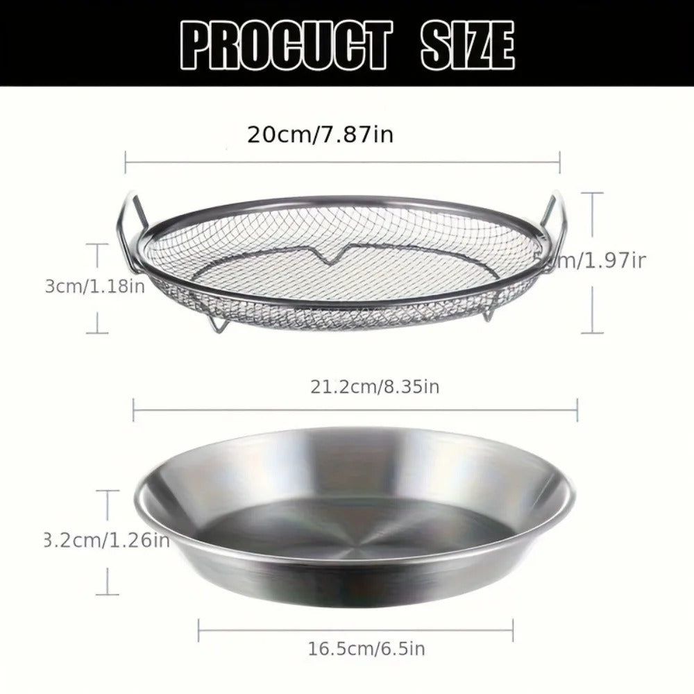 Heavy Duty Stainless Steel Frying Rack with Tray, Foldable Metal Mesh Basket for Oil Draining, Dishwasher Safe