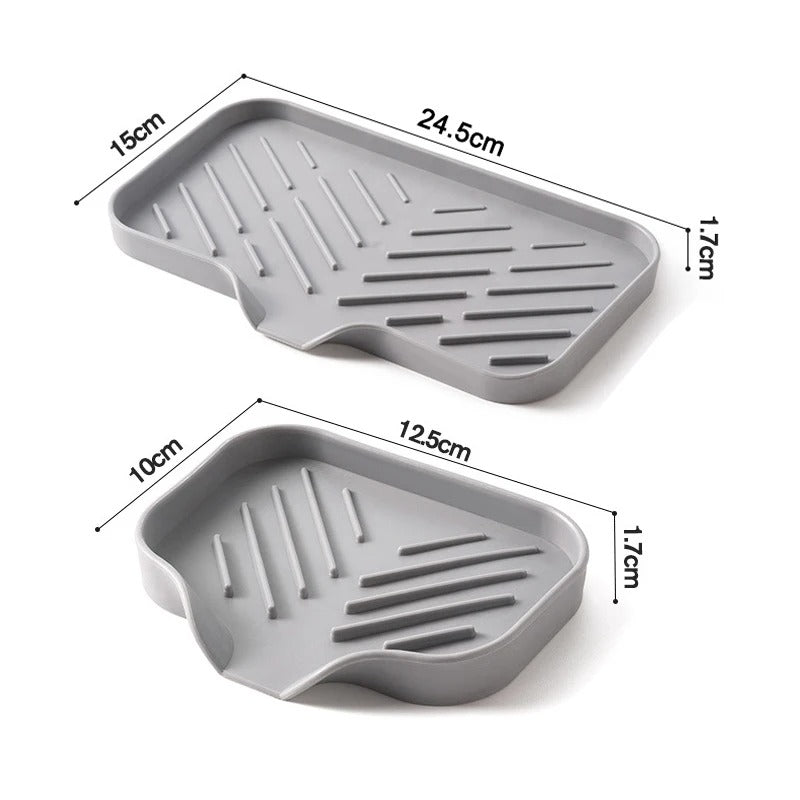 2pcs Kitchen Sink Silicone Tray With Drain Soap Sponge Storage Holder Countertop Sink Scrubber Brush Soap Storage Rack