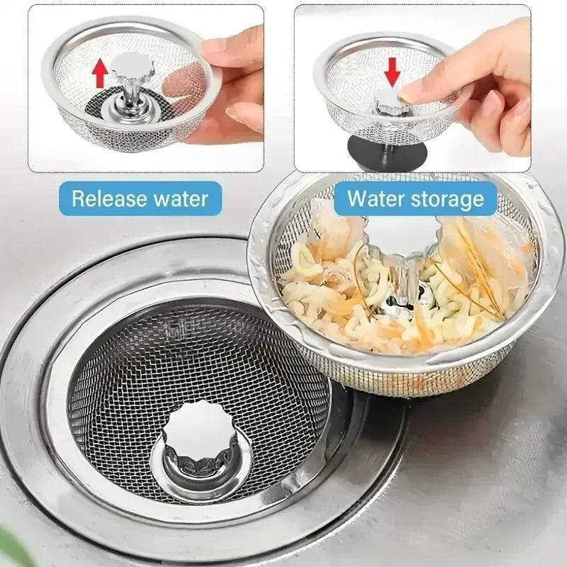 2pcs Kitchen Sink Strainer Replacement Drain Basket Stainless Steel Mesh Filter Waste Hole Strainer Kitchen Gadgets