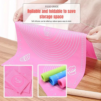 Extra Thick Large Silicone Baking Mat Non-Stick Pastry Mat Waterproof Dough Kneading Pad Rolling Mat Kitchen Baking Accessories