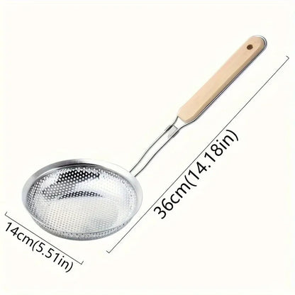 Stainless Steel Fine Mesh Skimmer Spoon for Noodles Spaghetti Colander