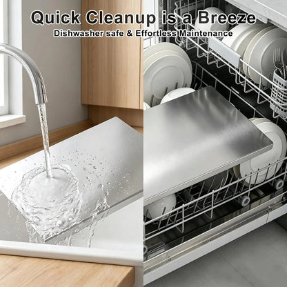 304 Stainless Steel Cutting Board with lip Countertop Antibacterial Large vegetable Meat Chopping Board Kitchen Cutting board