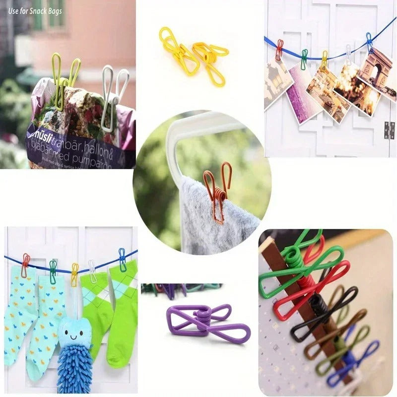 10-100Pcs Chip Clips Utility PVC-Coated Steel Clip High Elasticity Metal Clips Clothes Clamp for Food Package Clips