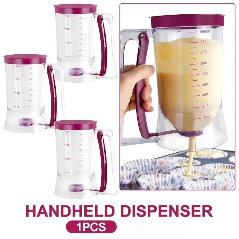 1 piece 900ml handheld measuring cup funnel dough dispenser suitable for kitchen cooking with pancakes cupcakes and cake tools