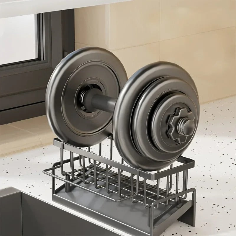 Drill-Free Sink Organizer Multi-Use Sponge Soap Holder Draining Rack for Kitchen Countertop Storage Waterproof Shelf 1PC