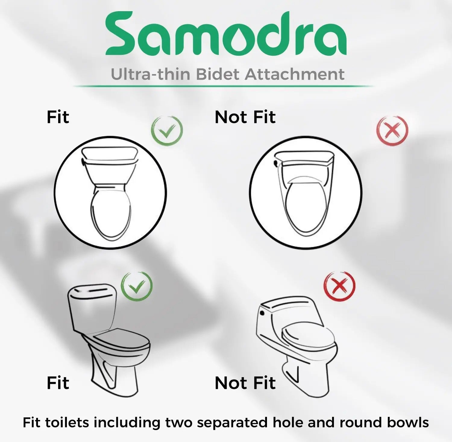Bidet Toilet Seat Attachment Ultra-thin Non-electric Self-cleaning Dual Nozzles Frontal & Rear Wash Cold Water Personal Hygiene