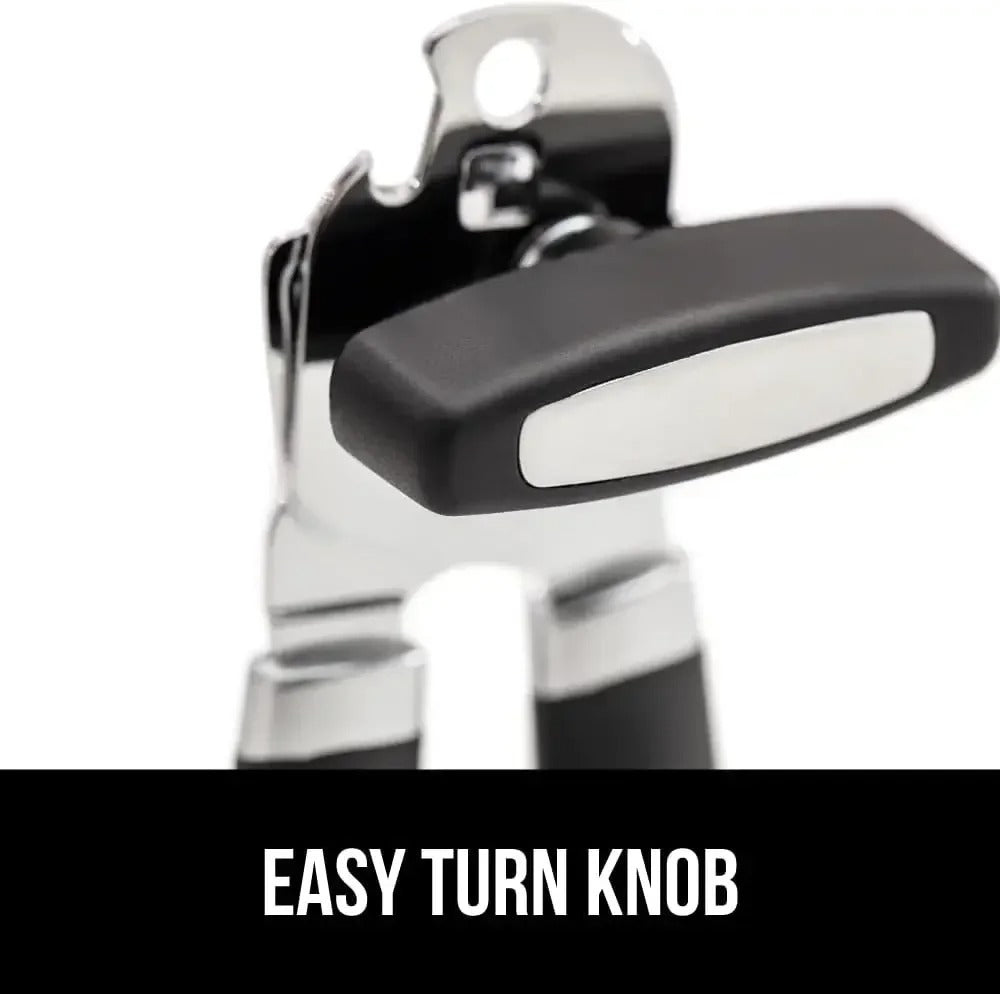 Stainless steel smooth edge manual can opener and bottle opener,soft handle, hand-held easy-turn knob,multi-purpose