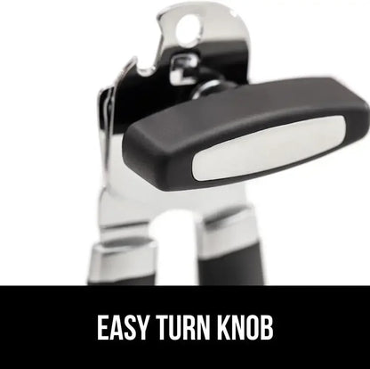 Stainless steel smooth edge manual can opener and bottle opener,soft handle, hand-held easy-turn knob,multi-purpose