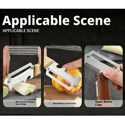 Multi-Functional Stainless Steel Peeler with Wooden Handle, Durable Smooth Kitchen Gadget for Fruits and Vegetables Peeling Slic