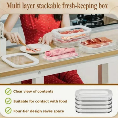 Meat Container for Fridge Bacon Lunch Meat Container for Refrigerator Meal Prep Containers Stackable Food Storage Boxes with Lid