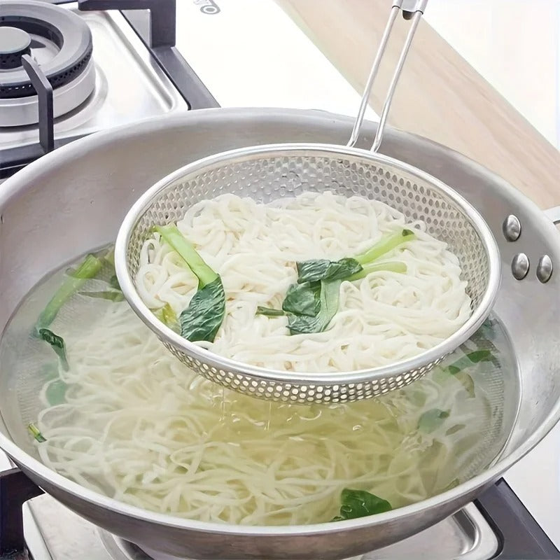 Stainless Steel Fine Mesh Skimmer Spoon for Noodles Spaghetti Colander