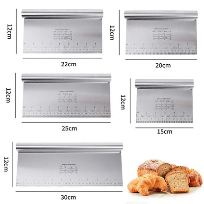 Stainless Steel Cake Scraper & Dough Cutter with Measuring Scale, DIY Dough Pastry Spatulas, Bread Baking Accessories
