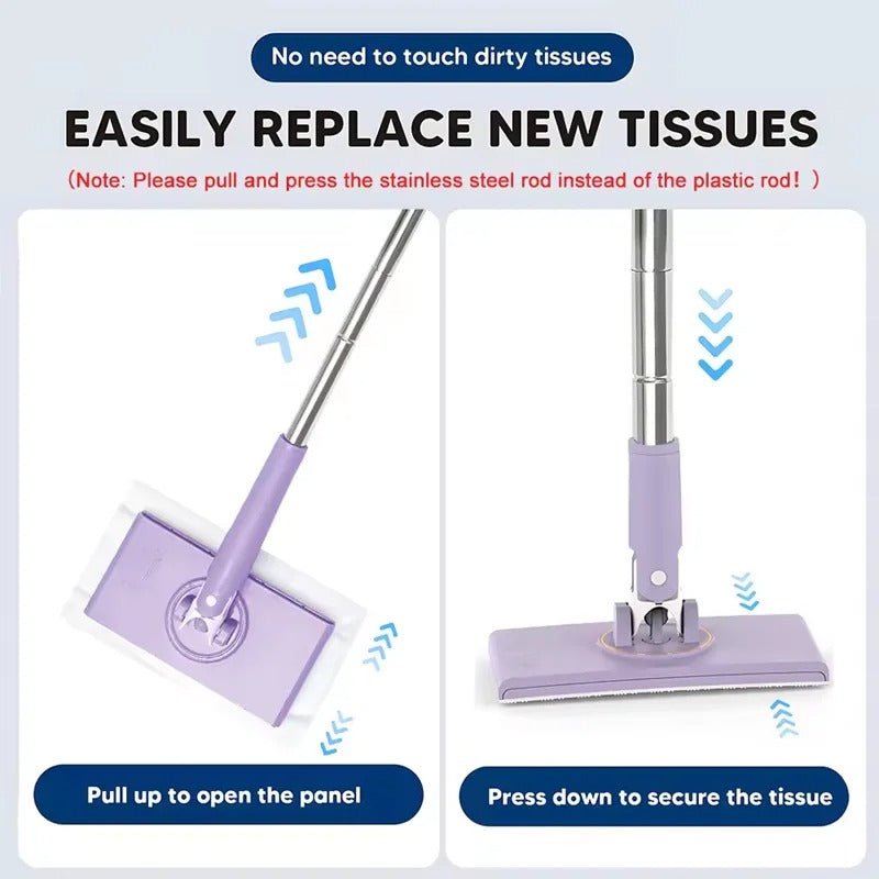 Large Hands-Free Cleaning Mop For Window Floor 360° Rotation Dust Remover Automatic Paper Towel Mop Household Cleaning Tool