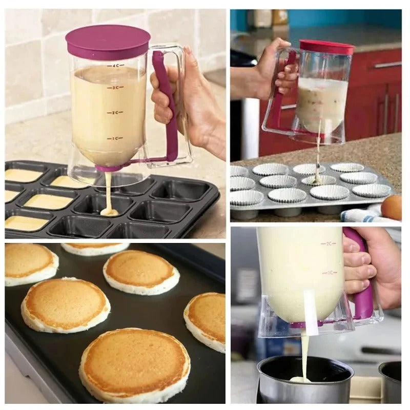 1 piece 900ml handheld measuring cup funnel dough dispenser suitable for kitchen cooking with pancakes cupcakes and cake tools