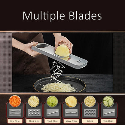 99.9% Anti-bacterial Magic Chopper LFGB Certificate 316L Stainless Steel Vegetable Slicer 6 Blades Cutter with Hand Protector