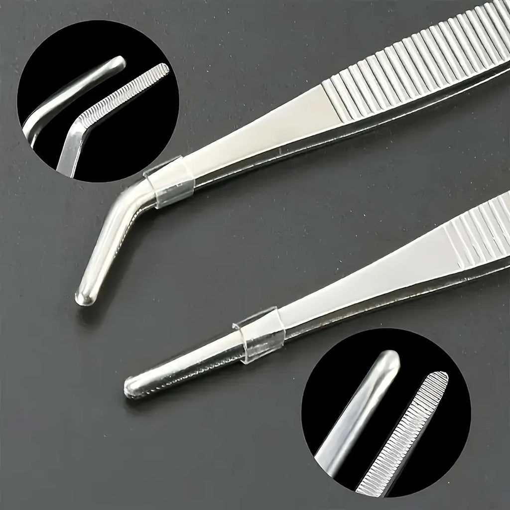 2pcs Professional Stainless Steel Kitchen Tweezers - Cooking Clamps For Electroplating, Seafood, Grilling, Precision Cooking
