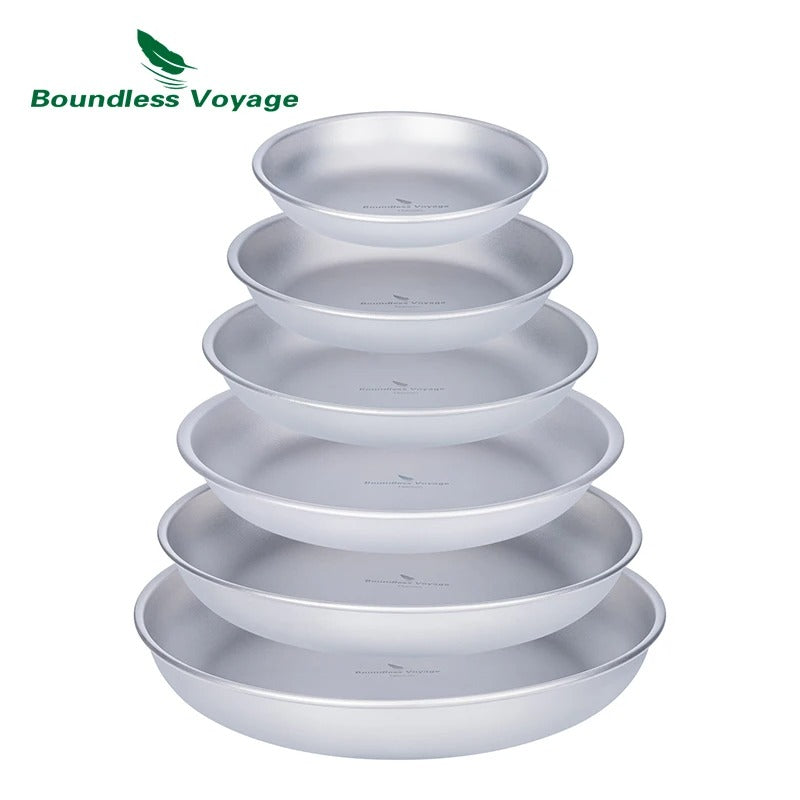 Boundless Voyage Titanium Plates Dishes Saucer Outdoor Home Food Tray Round Dinnerware Durable Tableware Stackable Serving Plate