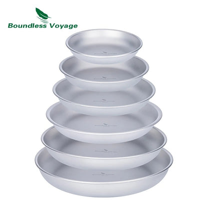Boundless Voyage Titanium Plates Dishes Saucer Outdoor Home Food Tray Round Dinnerware Durable Tableware Stackable Serving Plate