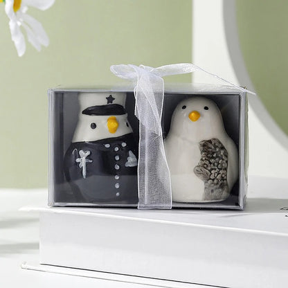 2Pcs Ceramic Penguin Salt And Pepper Shaker Cartoon Spice Container Wedding Party Favor Tabletop Animal Decoration Spice Jar
