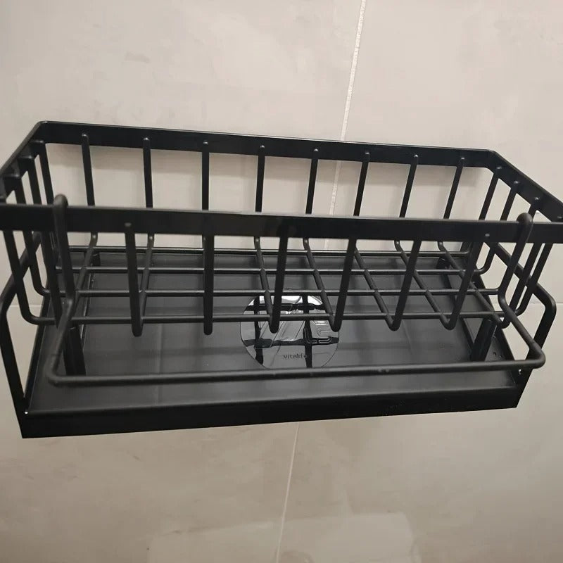 Drill-Free Sink Organizer Multi-Use Sponge Soap Holder Draining Rack for Kitchen Countertop Storage Waterproof Shelf 1PC