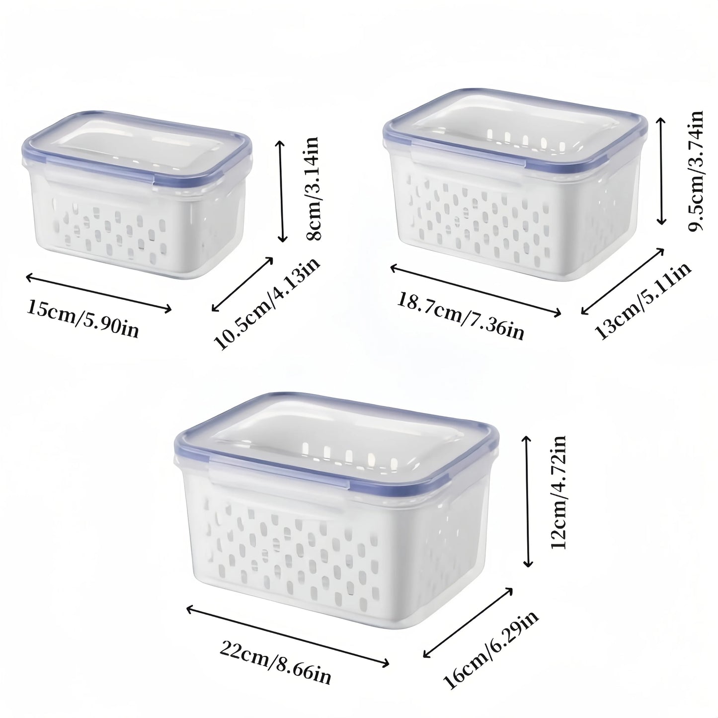 9Pcs/set Fruit Storage Containers for Fridge, Fridge with Removable Colander, All-In-One Fruit Washing Bowl with Strainer