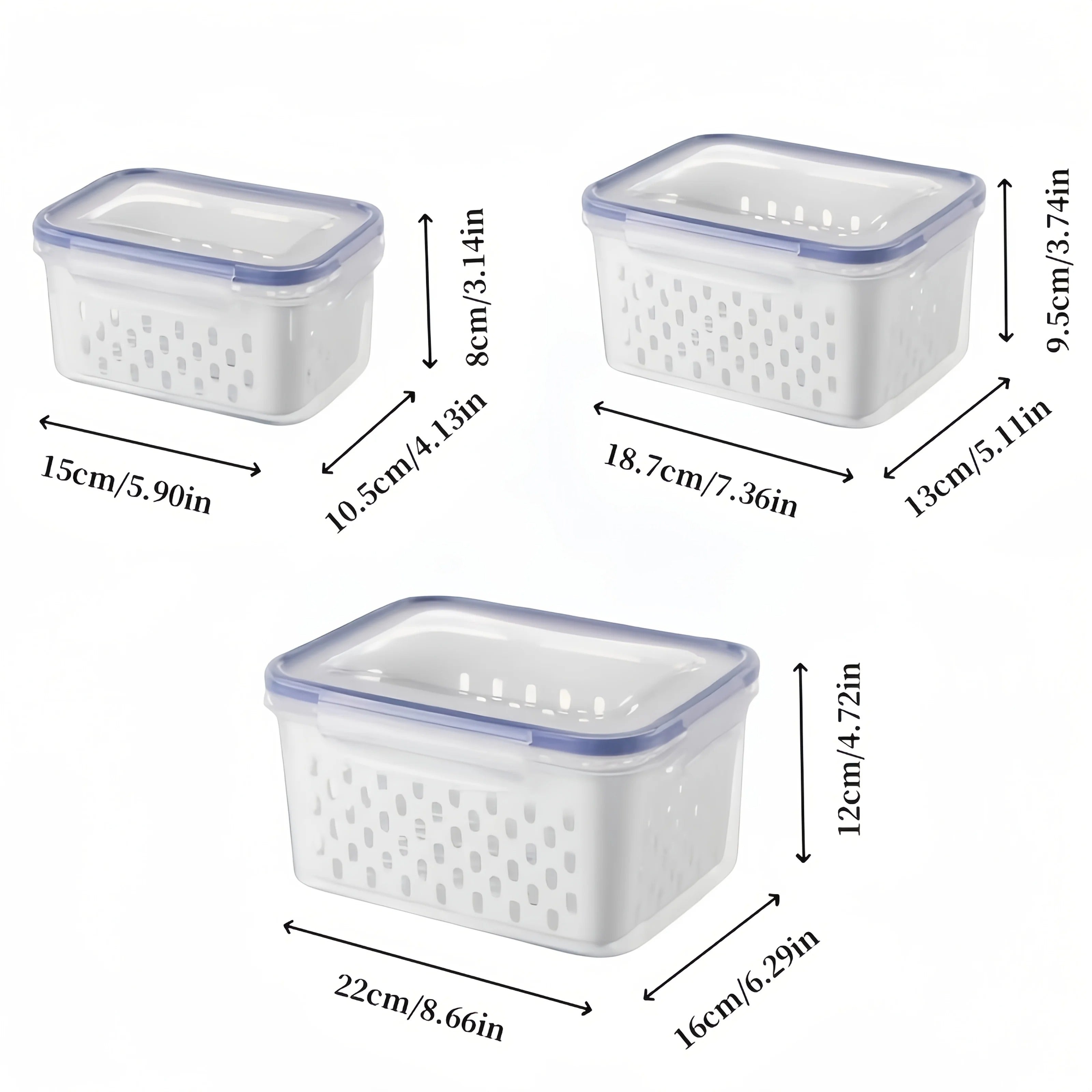 9Pcs/set Fruit Storage Containers for Fridge, Fridge with Removable Colander, All-In-One Fruit Washing Bowl with Strainer