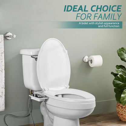 Bidet Toilet Seat Attachment Ultra-thin Non-electric Self-cleaning Dual Nozzles Frontal & Rear Wash Cold Water Personal Hygiene