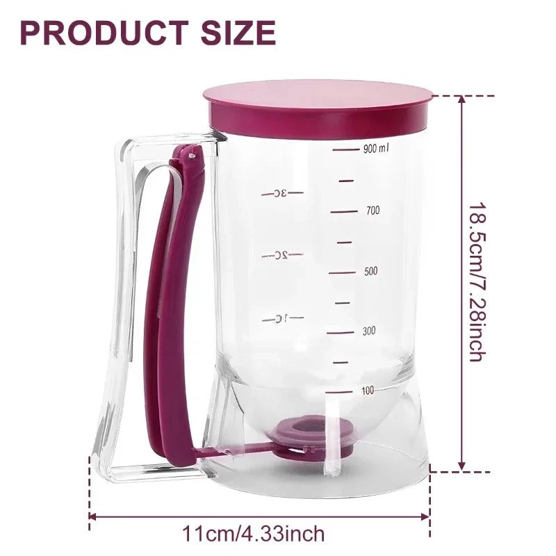 1 piece 900ml handheld measuring cup funnel dough dispenser suitable for kitchen cooking with pancakes cupcakes and cake tools