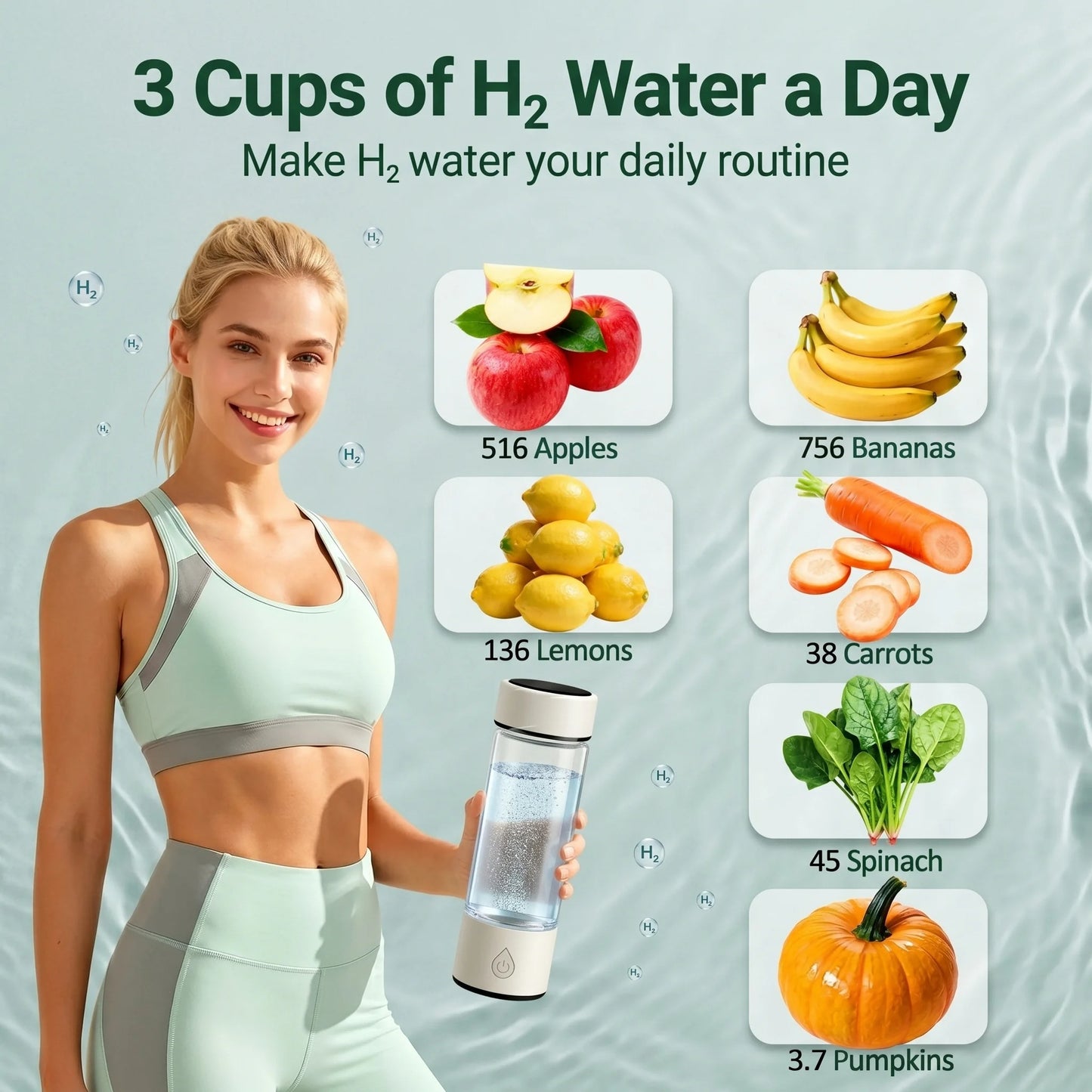 High Concentration Hydrogen Water Generator Bottle 8032 PPB SPE PEM Ionizer Cup Portable Rechargeable Hydrogen Rich Water Maker