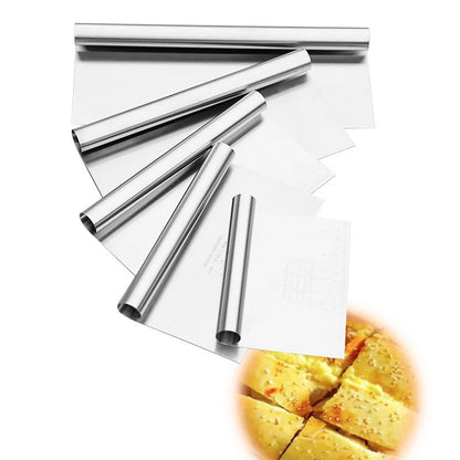 Stainless Steel Cake Scraper & Dough Cutter with Measuring Scale, DIY Dough Pastry Spatulas, Bread Baking Accessories