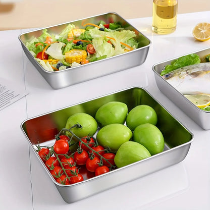 3-Piece Stainless Steel Food Storage Containers Set - Airtight BPA-Free Kitchen Organizers for Fridge/Pantry/Dry Goods