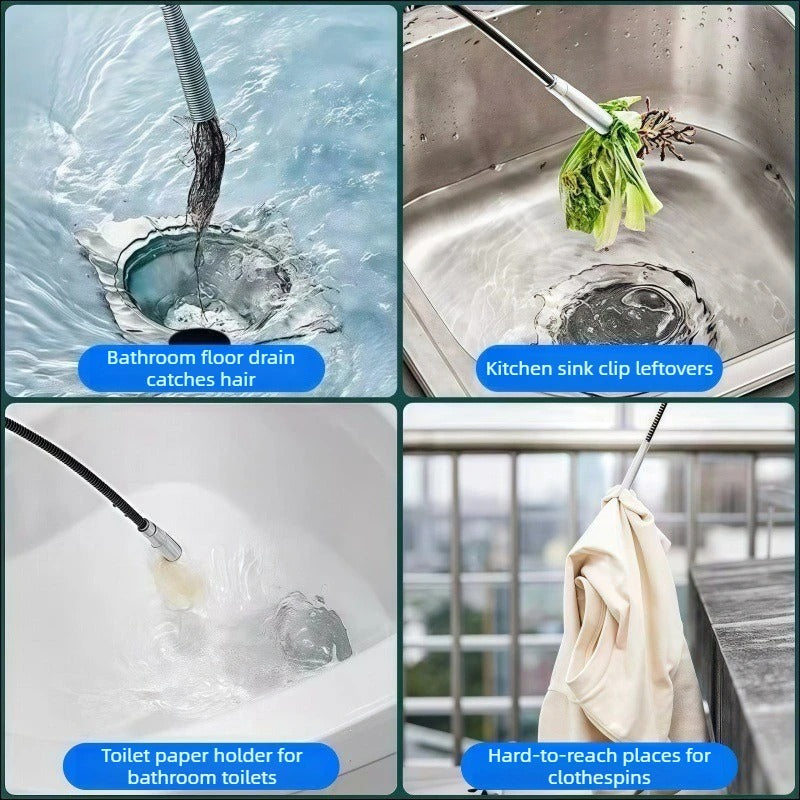 Hand Pinch Cleaning Sewer Pipe Plunger Hand Pinches Four Claws Pipe Opener Drains Four Claw Telescopic Bathroom Accessories Home