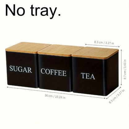 3Pcs/Set 500ml Black White Box with Lids Metal Containers for Storing Coffee Beans Sugar Tea Large Capacity Kitchen Storage Jar